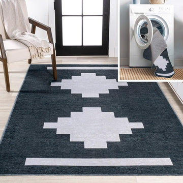 Adriel Geometric Tribal Medallion Machine-washable Area Rug